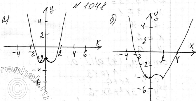 Изображение 1041 Постройте график функции: а) у = 2х2 - 3|x| - 2; б) у= |1x2/2 - x| -4....